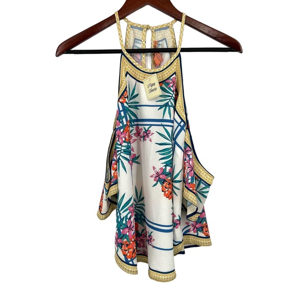 Flying Tomato Tops - NEW Flying Tomato Halter Tank Top Beach Tropical Floral Blouse Shirt Top Boho